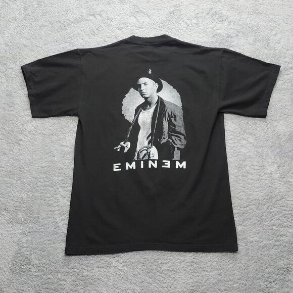 Rock Revolucion EMINEM Slim Shady Black Crewneck Double Sided Graphic T shirt - Picture 16 of 16